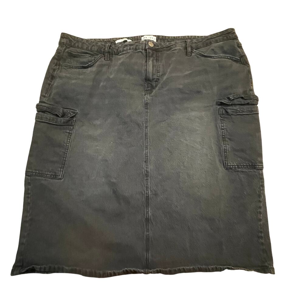 Ava & Viv Slim Denim Skirt Womens 22 Faded Black Cargo Pockets Stretch Plus